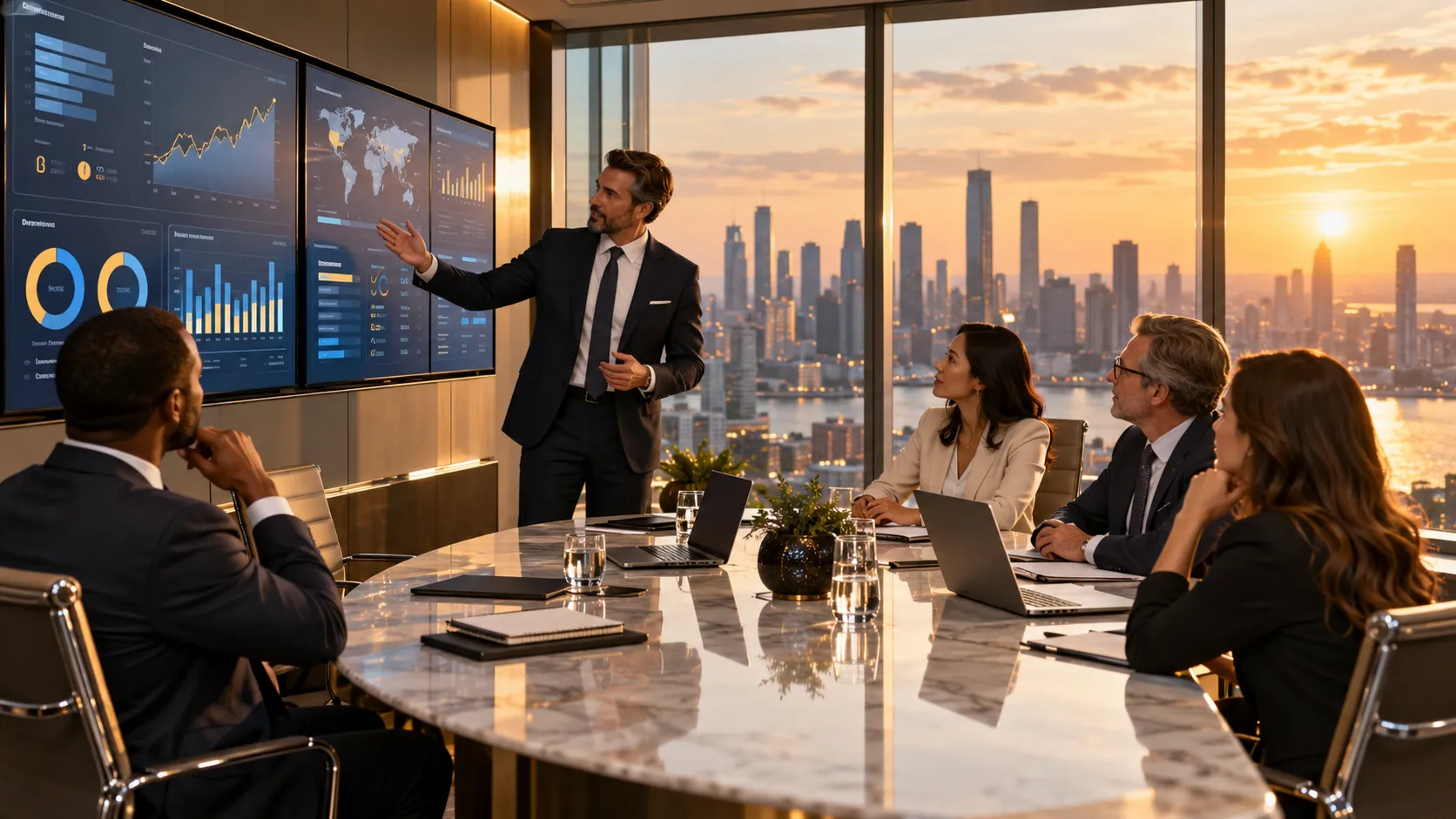 Executive team reviewing enterprise delivery metrics